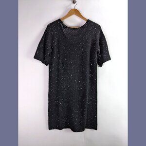 Vero Moda Womens Sparkling Knitted Sequin Mini Sweater Dress Black Silver